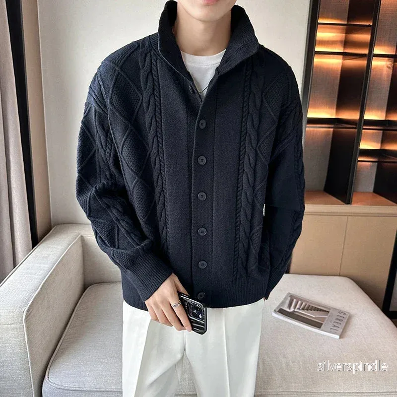 Chunky Knit | Cardigan Herr med Kabelmönster och Knappstängning | Mångsidig Design för Alla Säsonger - Bild 2