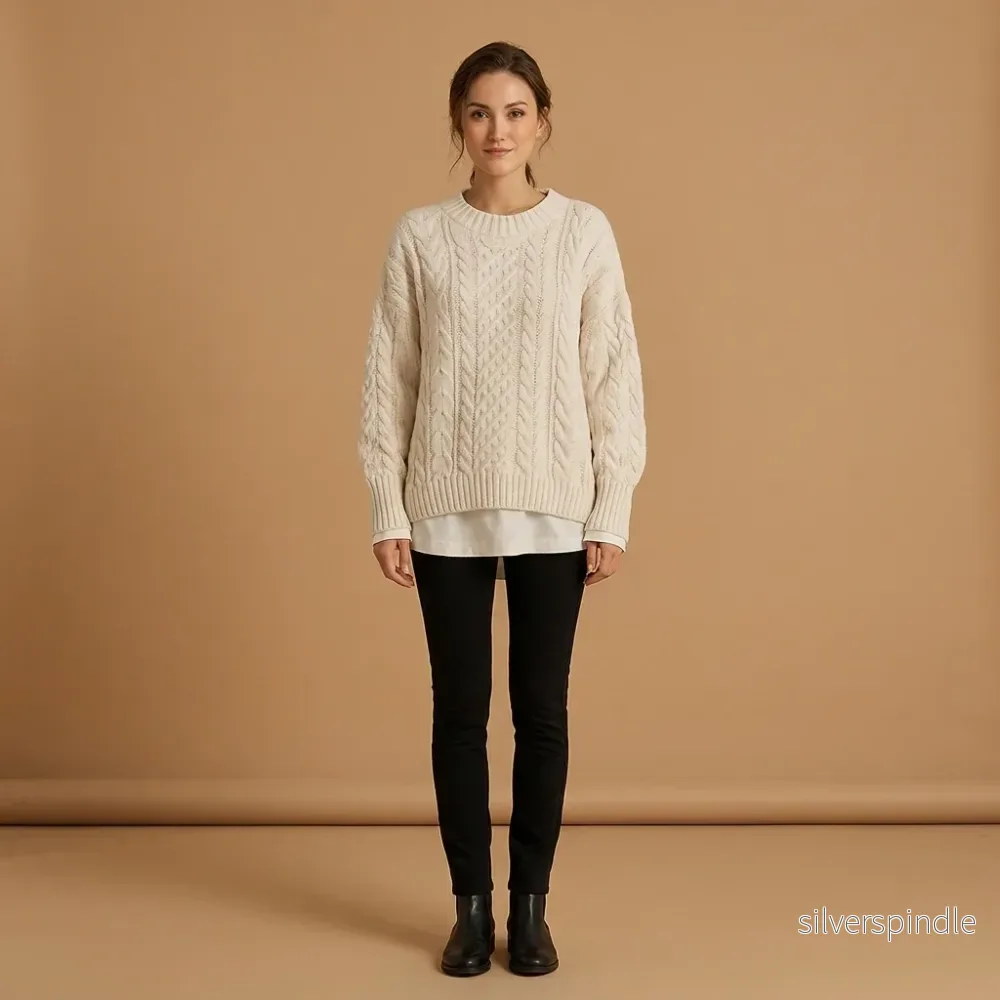 Chunky Knit | Oversized Stickad Tröja för Kvinnor med Rund Hals | Bekväm och Stilig för Vardagsbruk