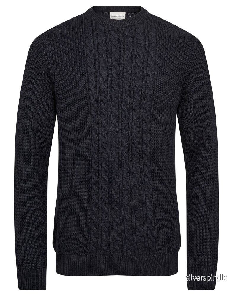 BS Adriano Regular Fit Stickat – Navy BS Adriano Regular Fit Stickat – Navy