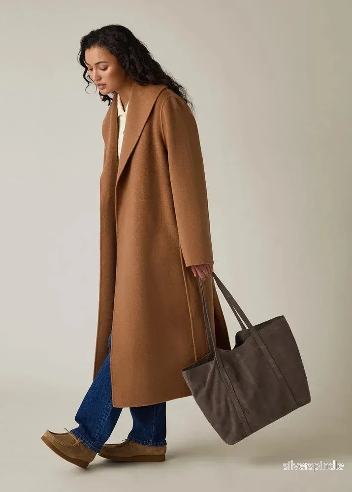 Lexington Suede Tote Bag Mid Brown
